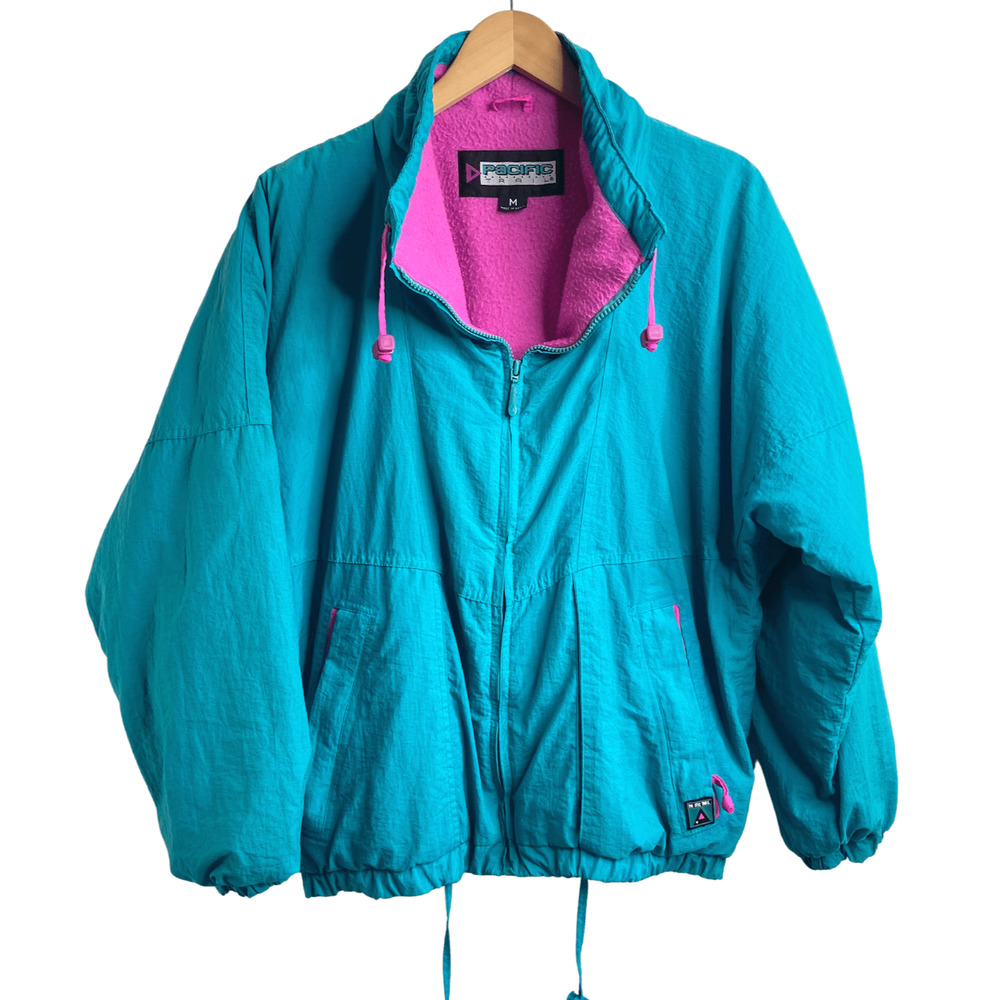 Vintage Pacific Trail Ski Winter Jacket Fleece Lined Teal Magenta Medium